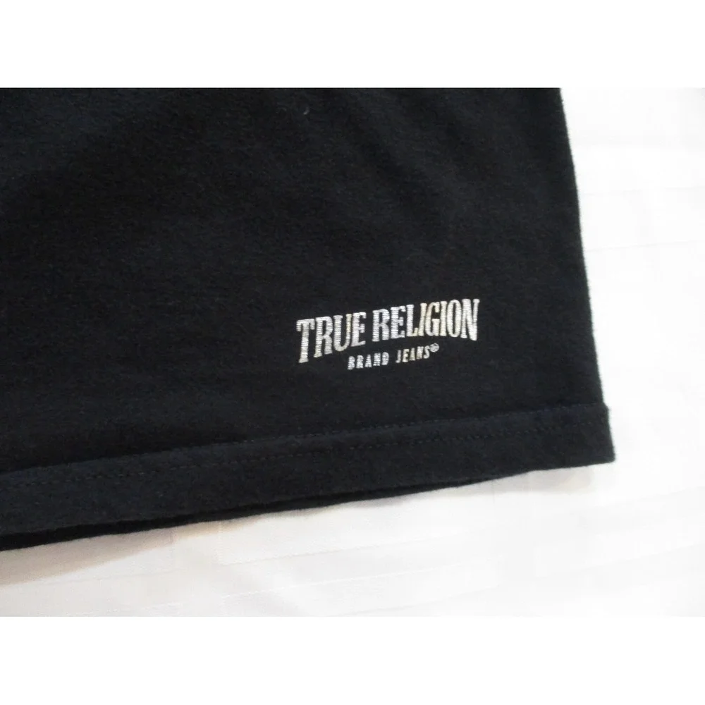 True Religion Black V Neck T Shirt Size XL V Neck Silver Logo